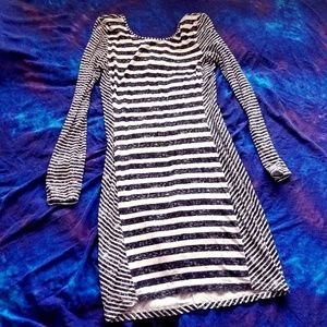 Armani Exchange Black and White Striped Dress, L